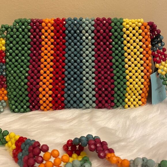 NWT Cynthia Rowley Rainbow Beaded Crossbody Retro Style 1960-70's - Rainbow - Picture 7 of 11